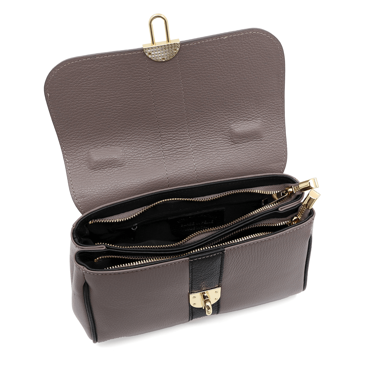 Női táska természetes bőrből Miriam - sötét szürke / fekete