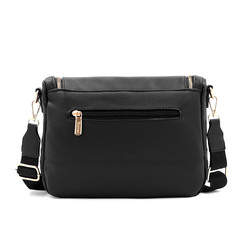 Válltáska speciális kártya-/névjegytartó rekesszel – fekete