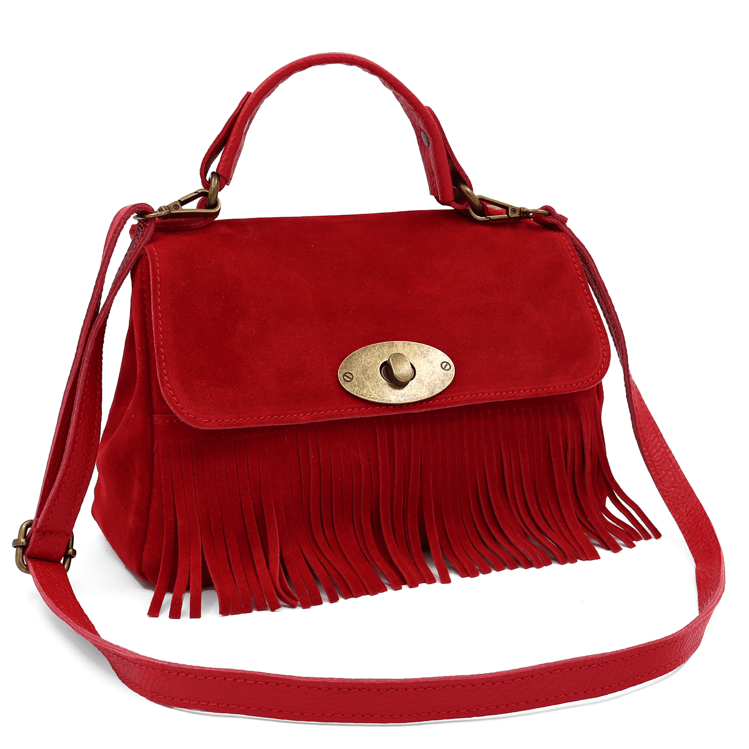 Női táska természetes velúrból - piros