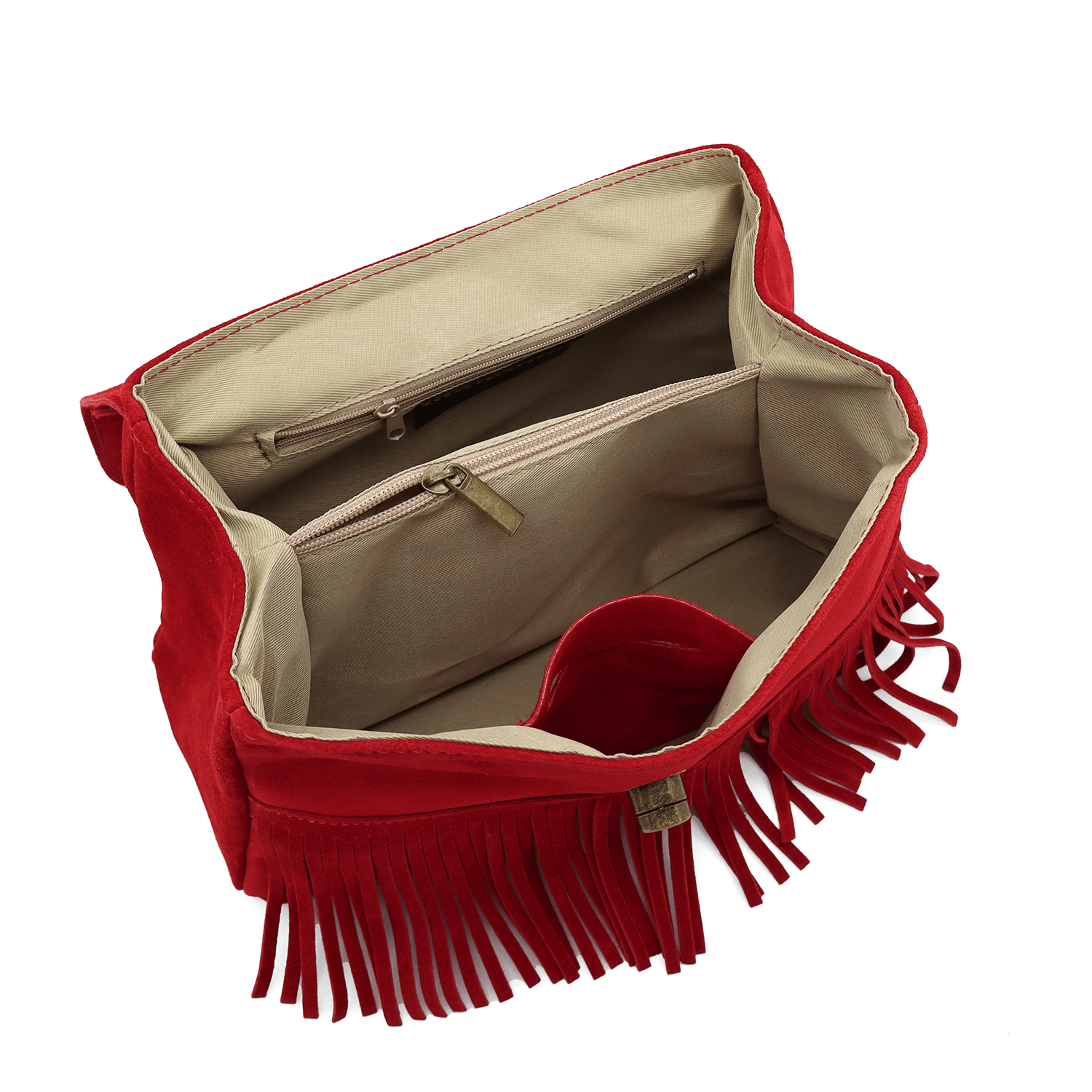 Női táska természetes velúrból - piros