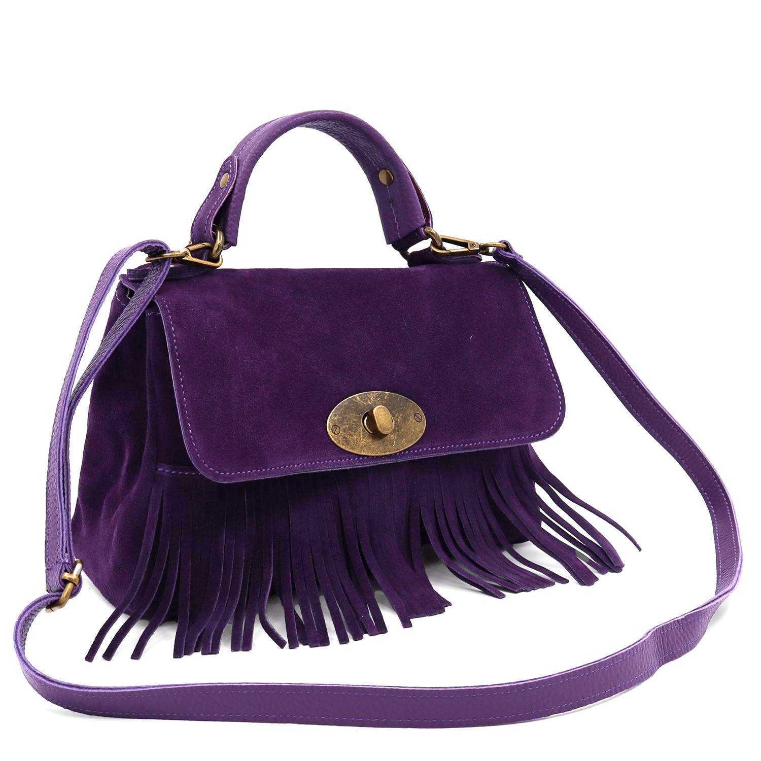 Női táska természetes velúrból - sötét lila