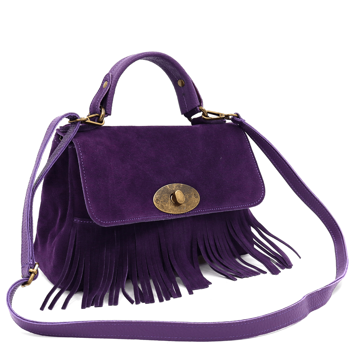 Női táska természetes velúrból - sötét lila