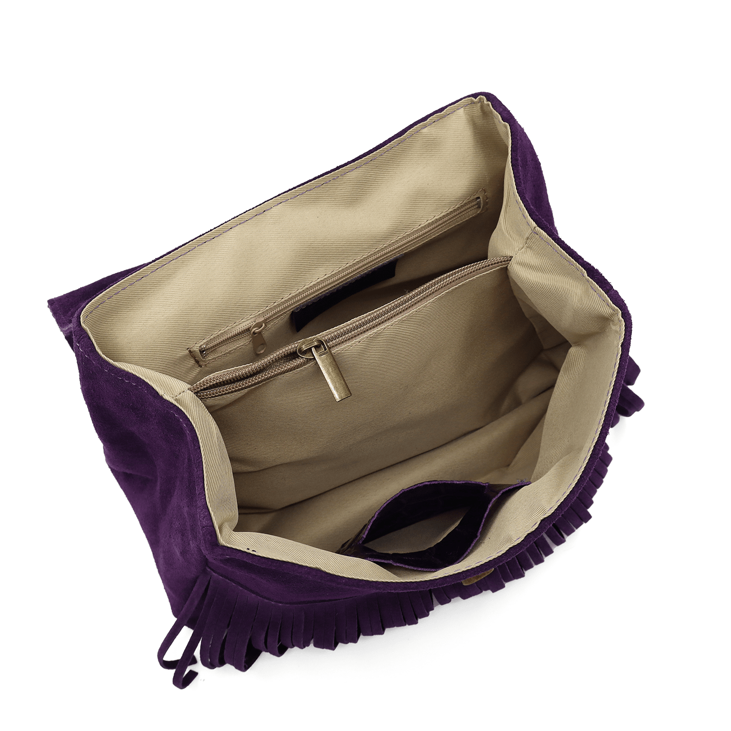 Női táska természetes velúrból - sötét lila