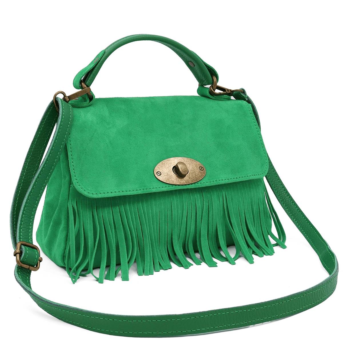 Női táska természetes velúrból - zöld