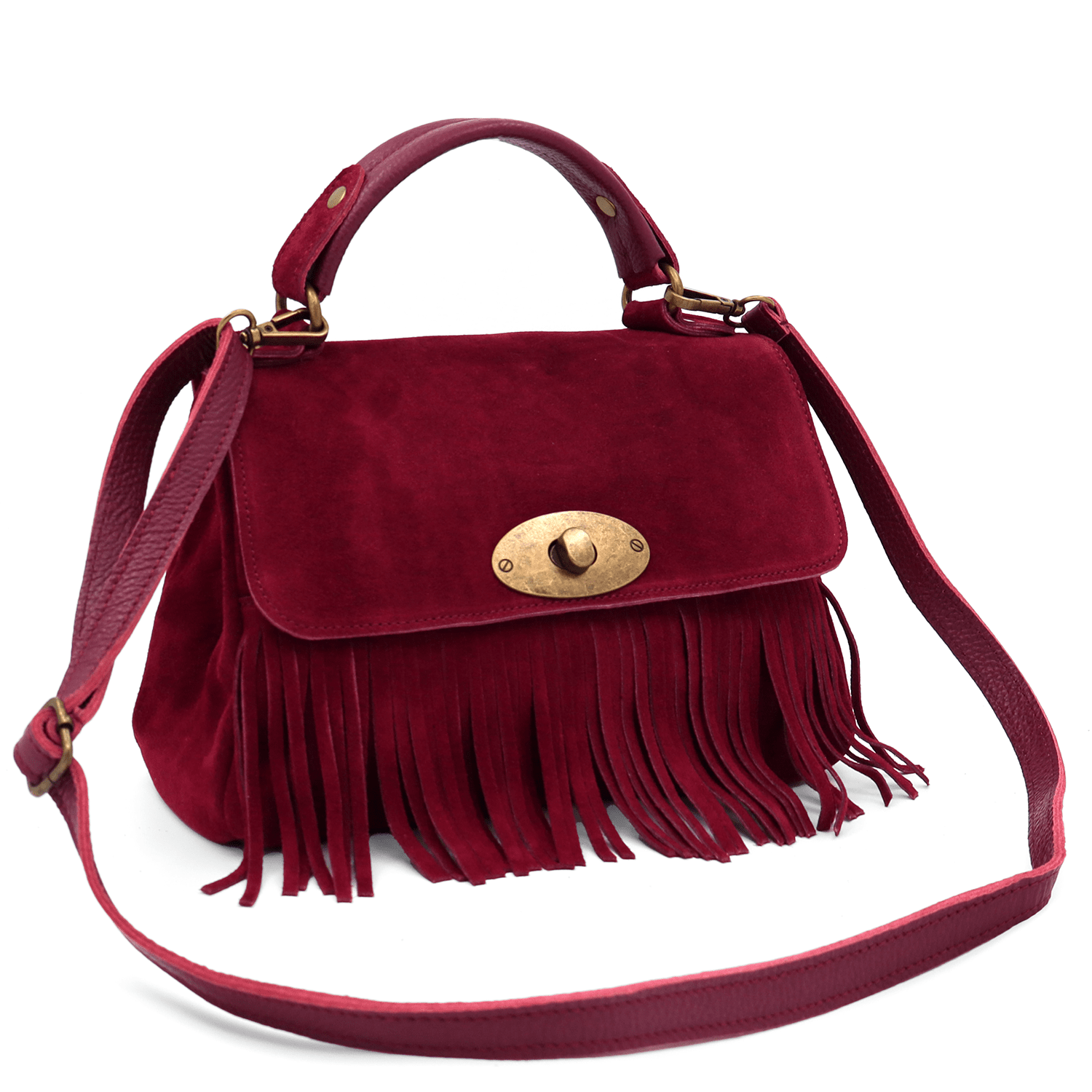 Női táska természetes velúrból - bordó