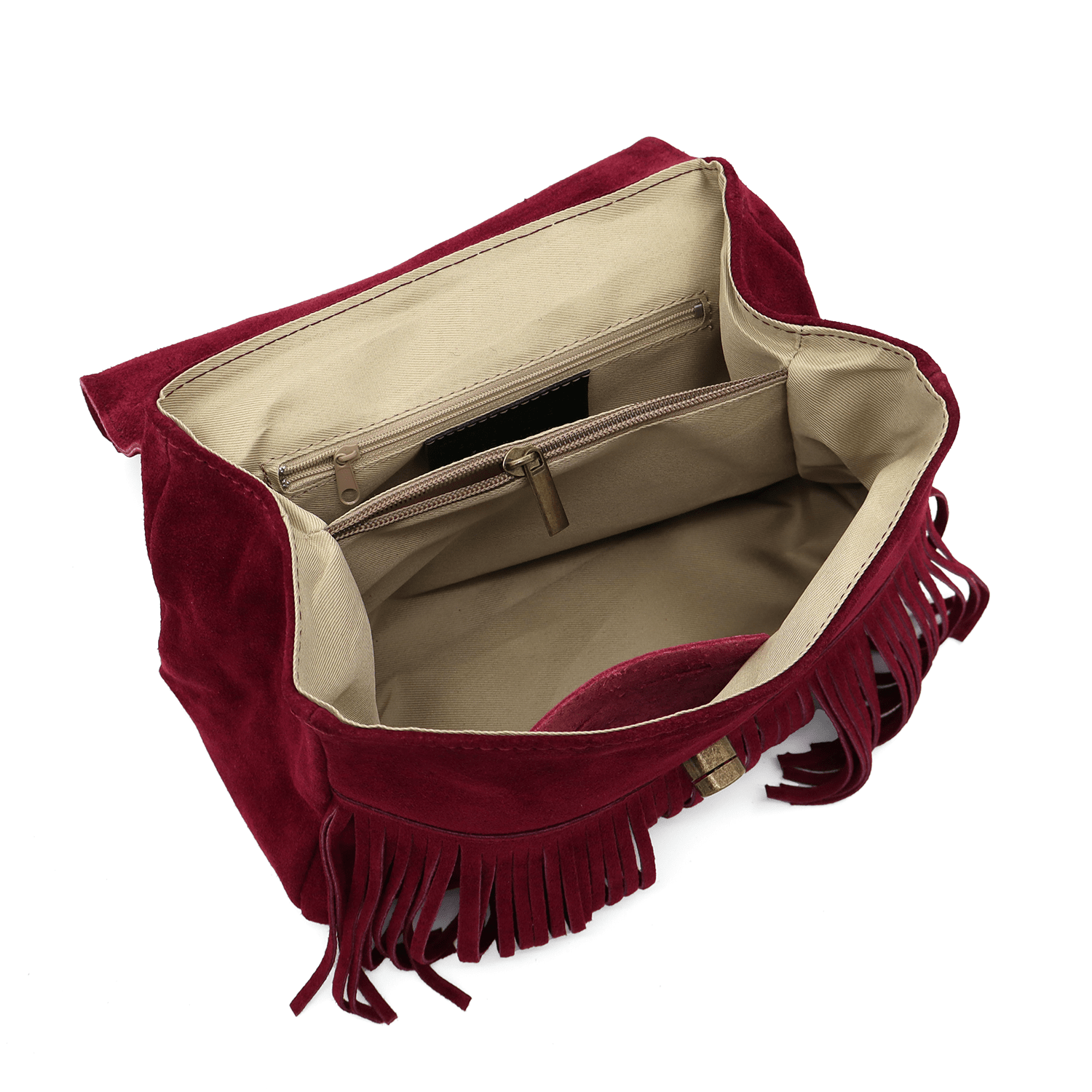 Női táska természetes velúrból - bordó