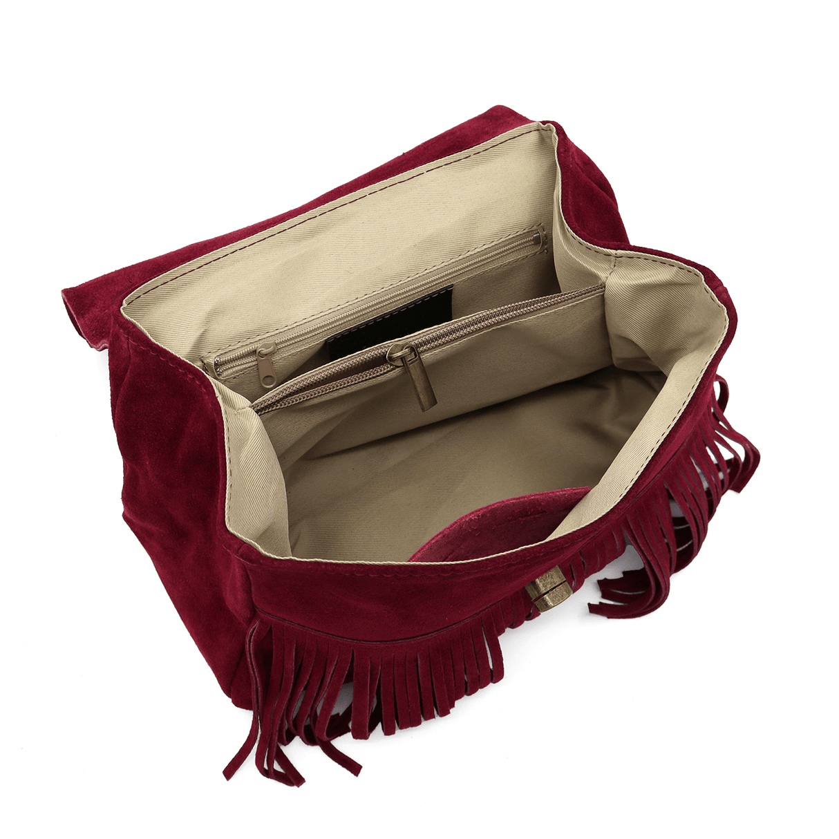 Női táska természetes velúrból - bordó