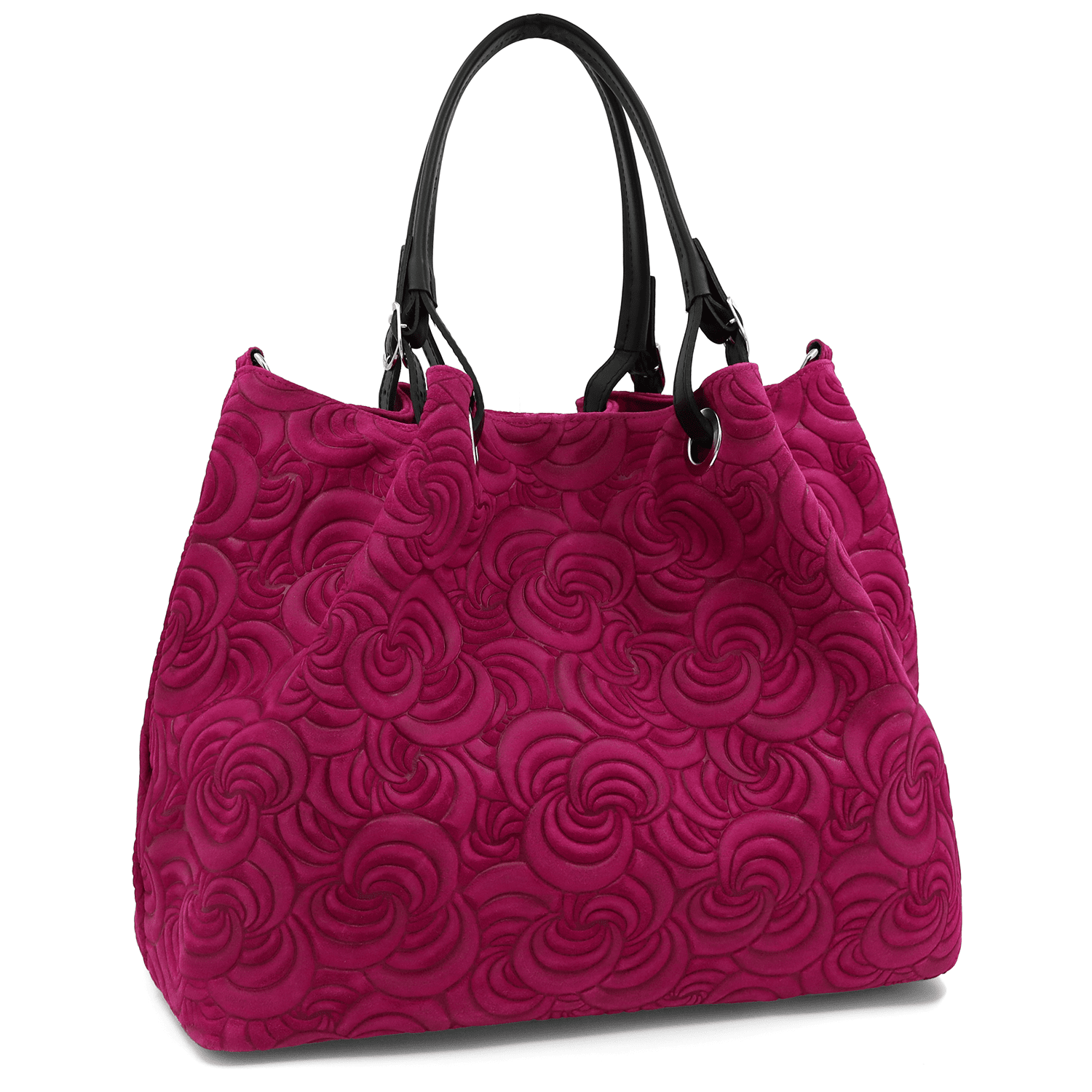 Nagy női táska természetes velúrból Rosie - fukszia