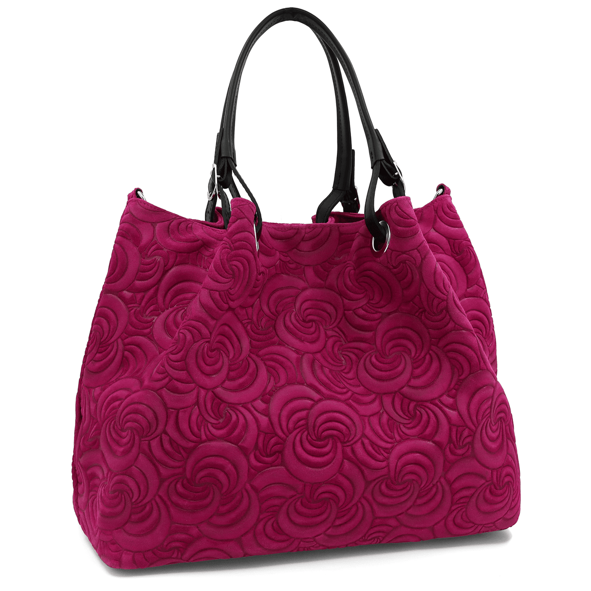 Nagy női táska természetes velúrból Rosie - fukszia