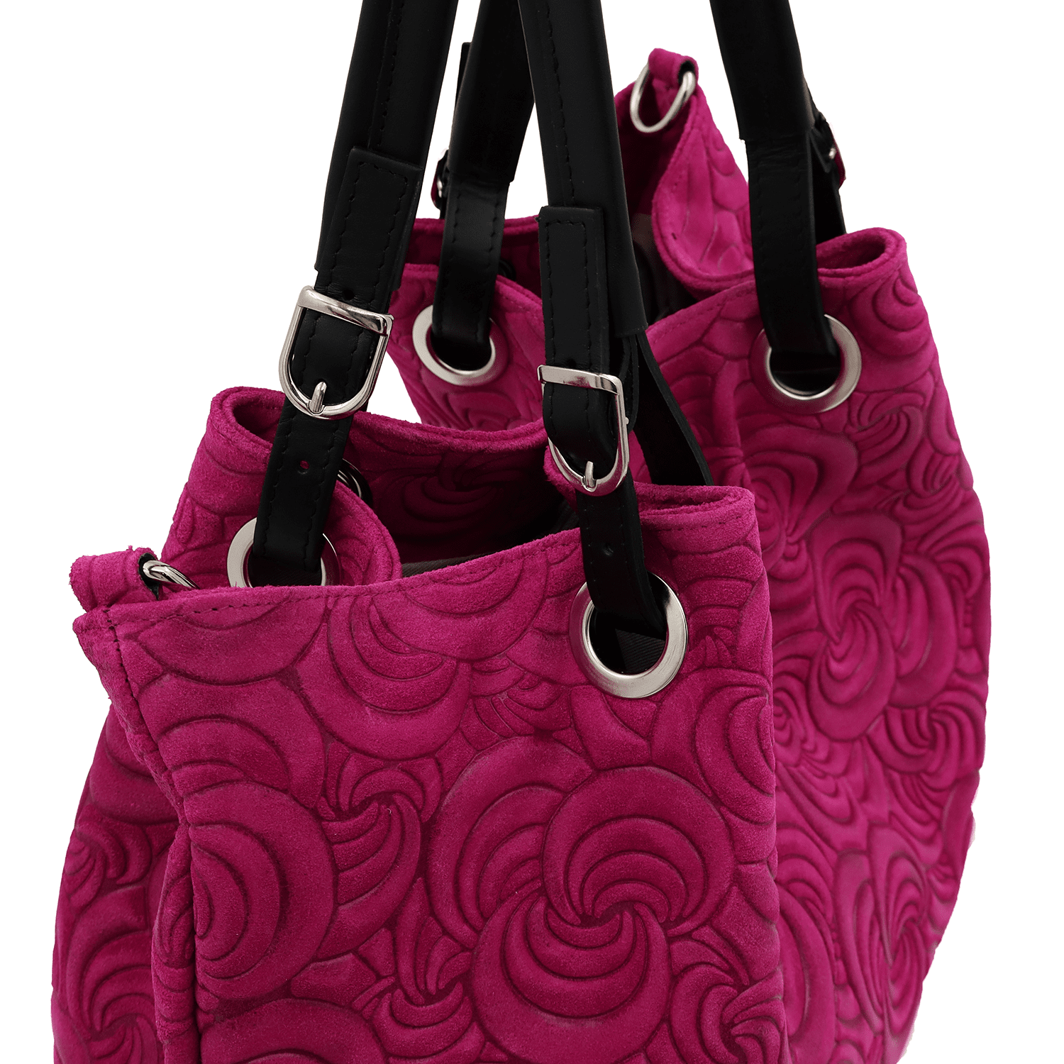 Nagy női táska természetes velúrból Rosie - fukszia