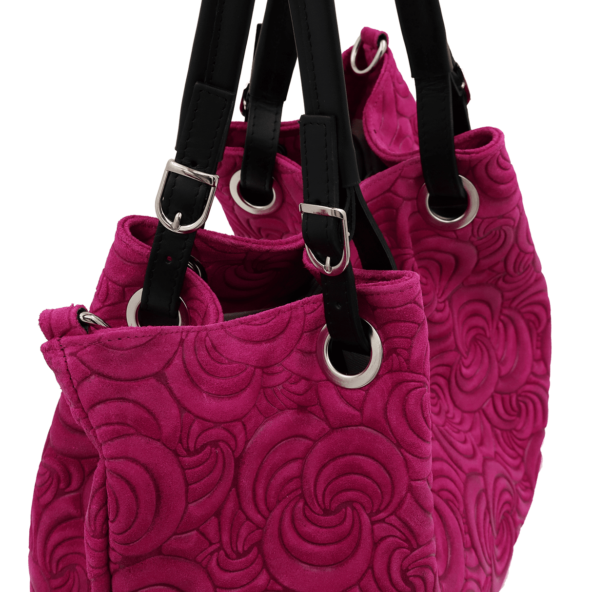 Nagy női táska természetes velúrból Rosie - fukszia