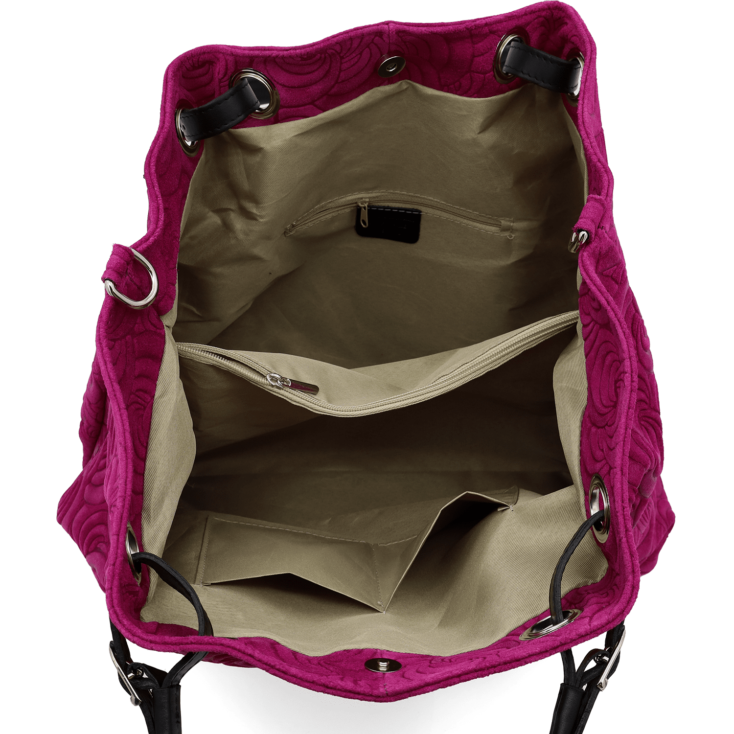 Nagy női táska természetes velúrból Rosie - fukszia