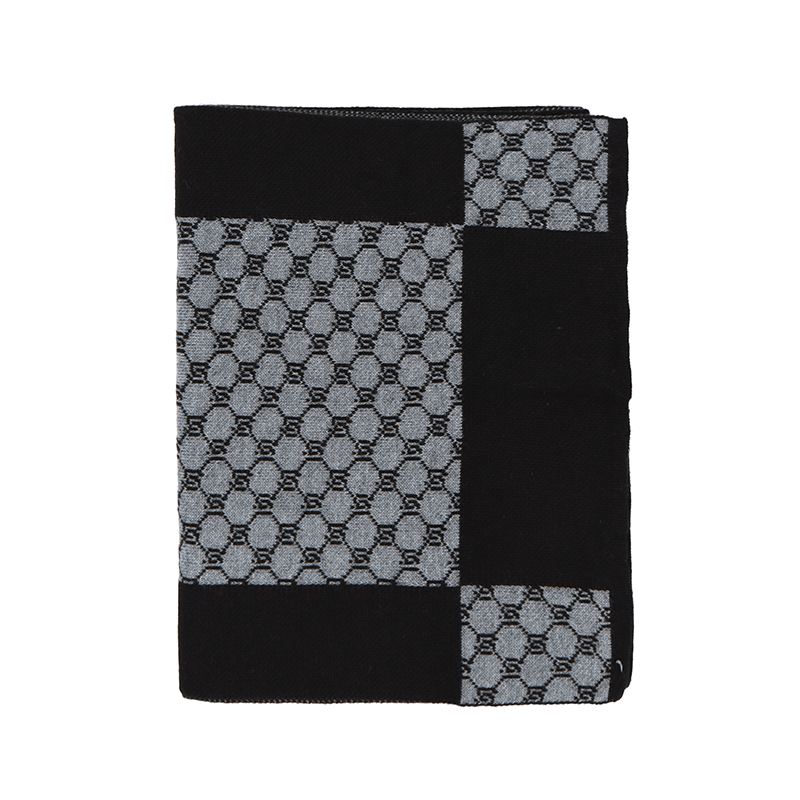 Női sál magas pamut tartalommal - fekete/szürke