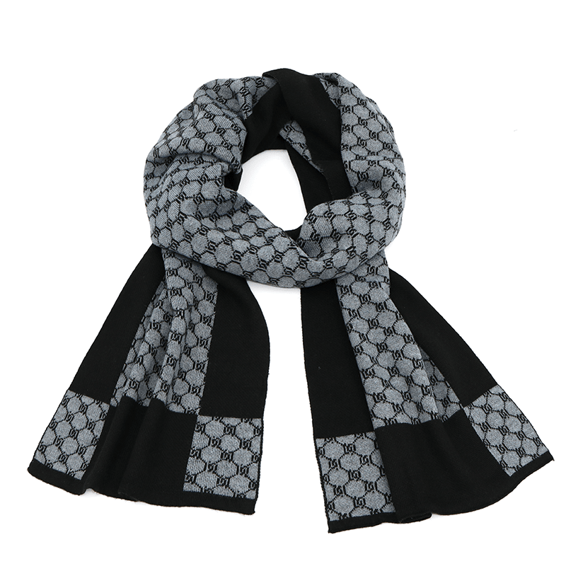 Női sál magas pamut tartalommal - fekete/szürke