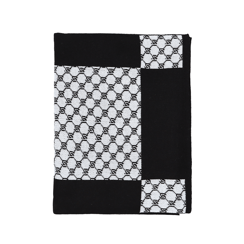 Női sál magas pamut tartalommal - fekete/fehér