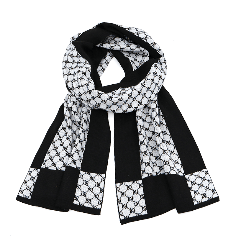 Női sál magas pamut tartalommal - fekete/fehér