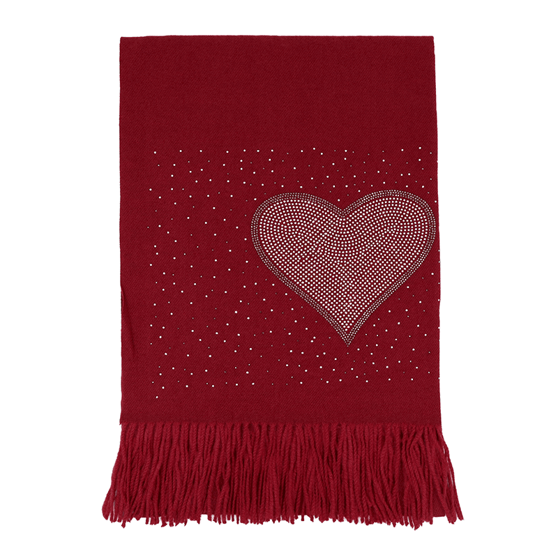 Puha sál szívekkel és csillogó részletekkel - piros