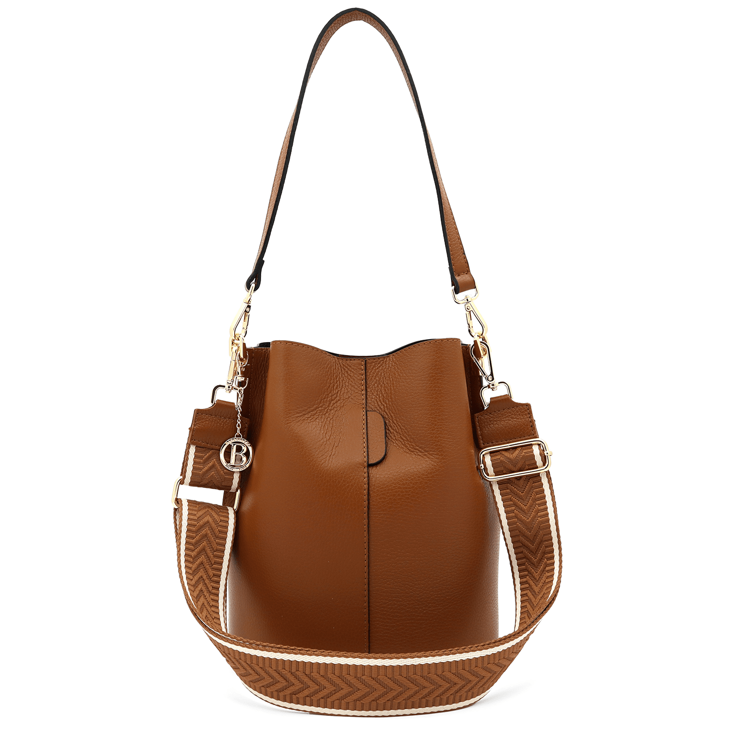 Női táska természetes bőrből, 2 fogantyúval Alba - cserépbarna