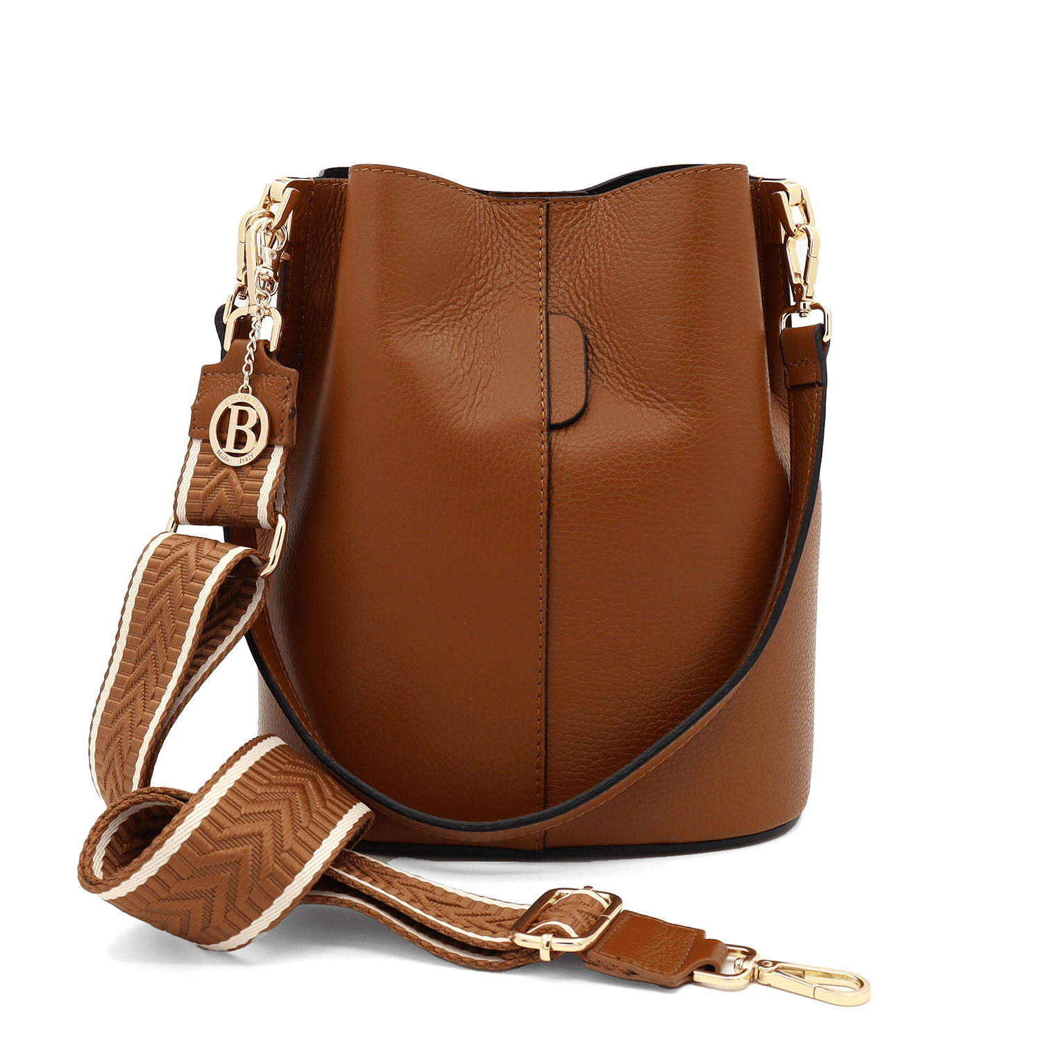 Női táska természetes bőrből, 2 fogantyúval Alba - cserépbarna