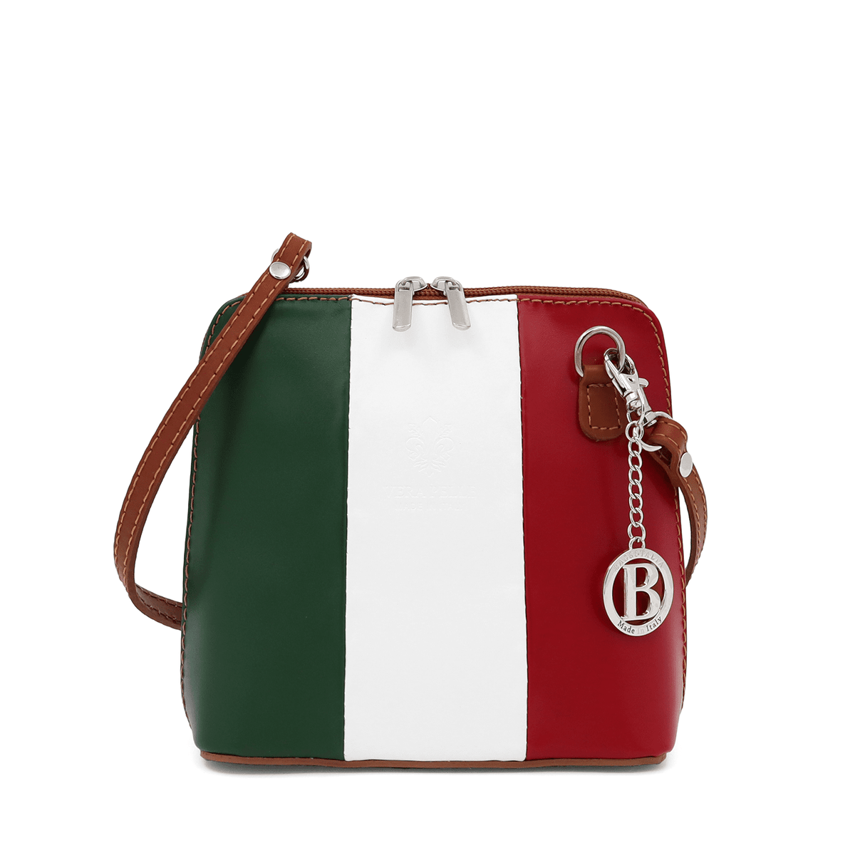 BAGSO természetes bőr válltáska - olasz zászló