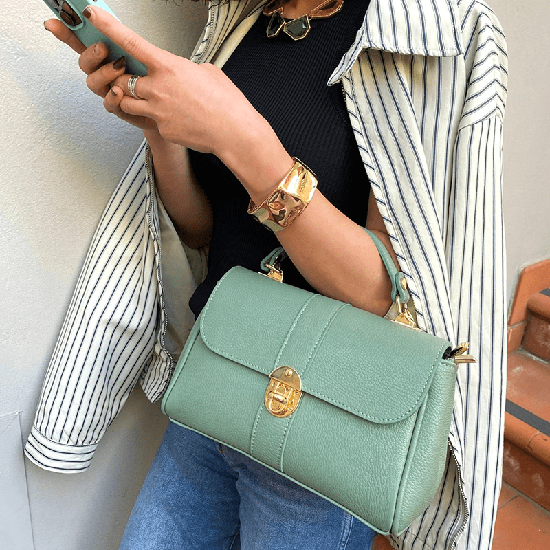 Női táska természetes bőrből Miriam - kék