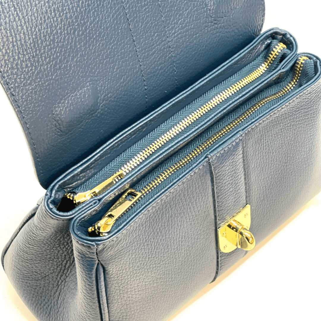 Női táska természetes bőrből Miriam - kék