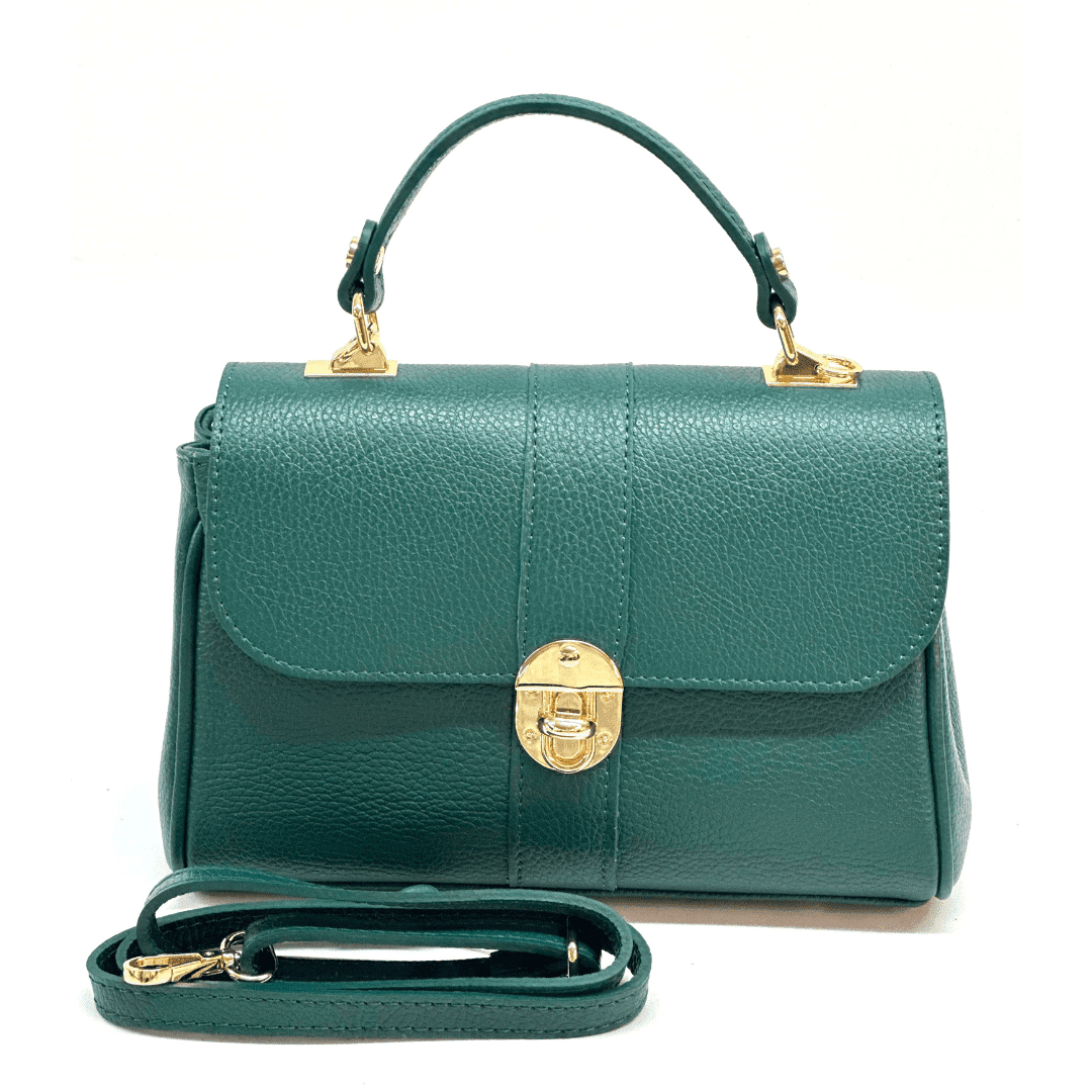 Női táska természetes bőrből Miriam - sötétzöld