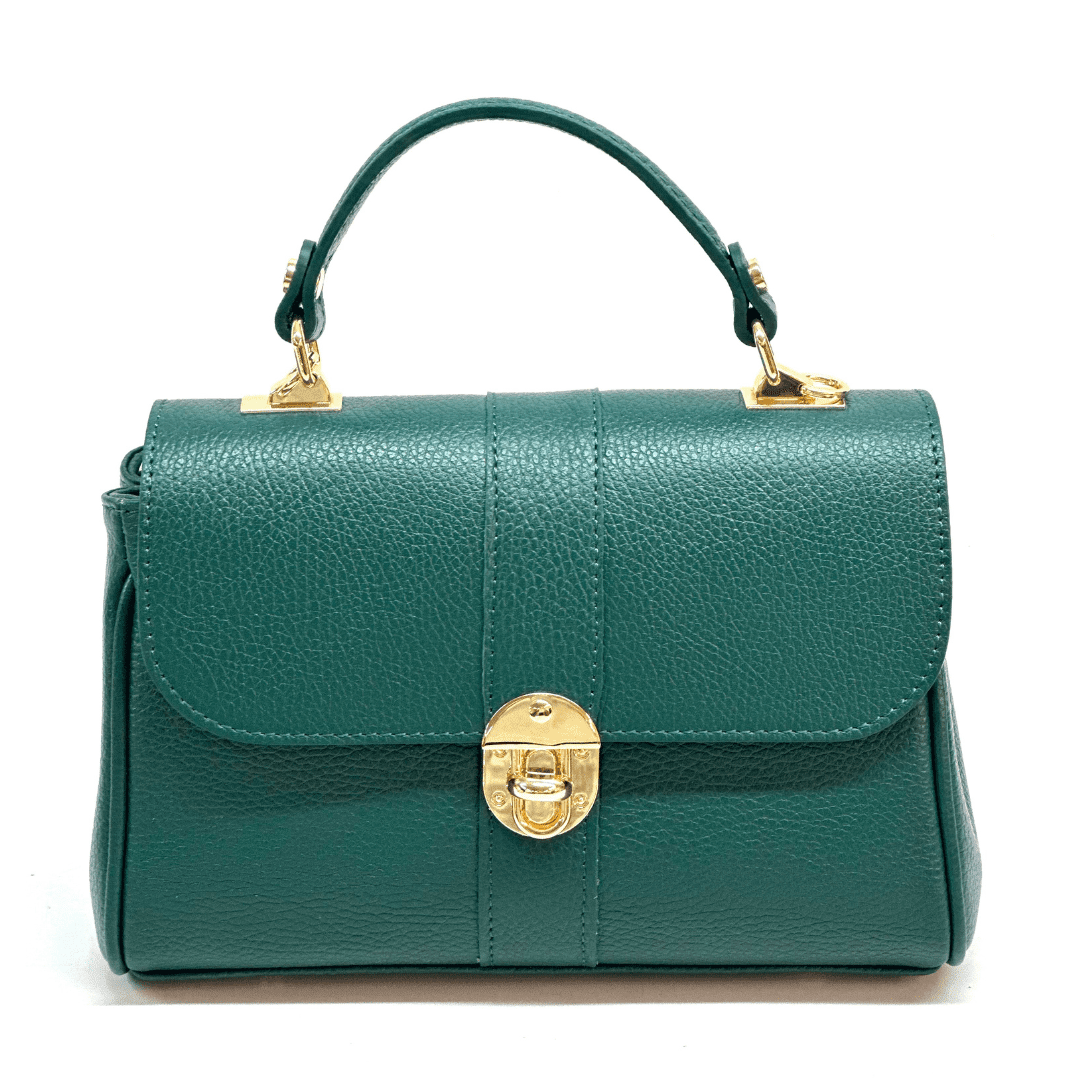 Női táska természetes bőrből Miriam - sötétzöld