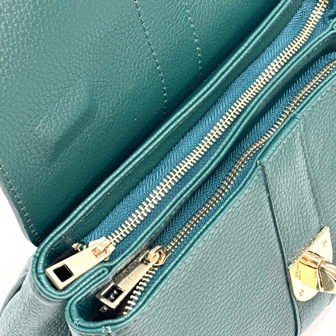 Női táska természetes bőrből Miriam - sötétzöld