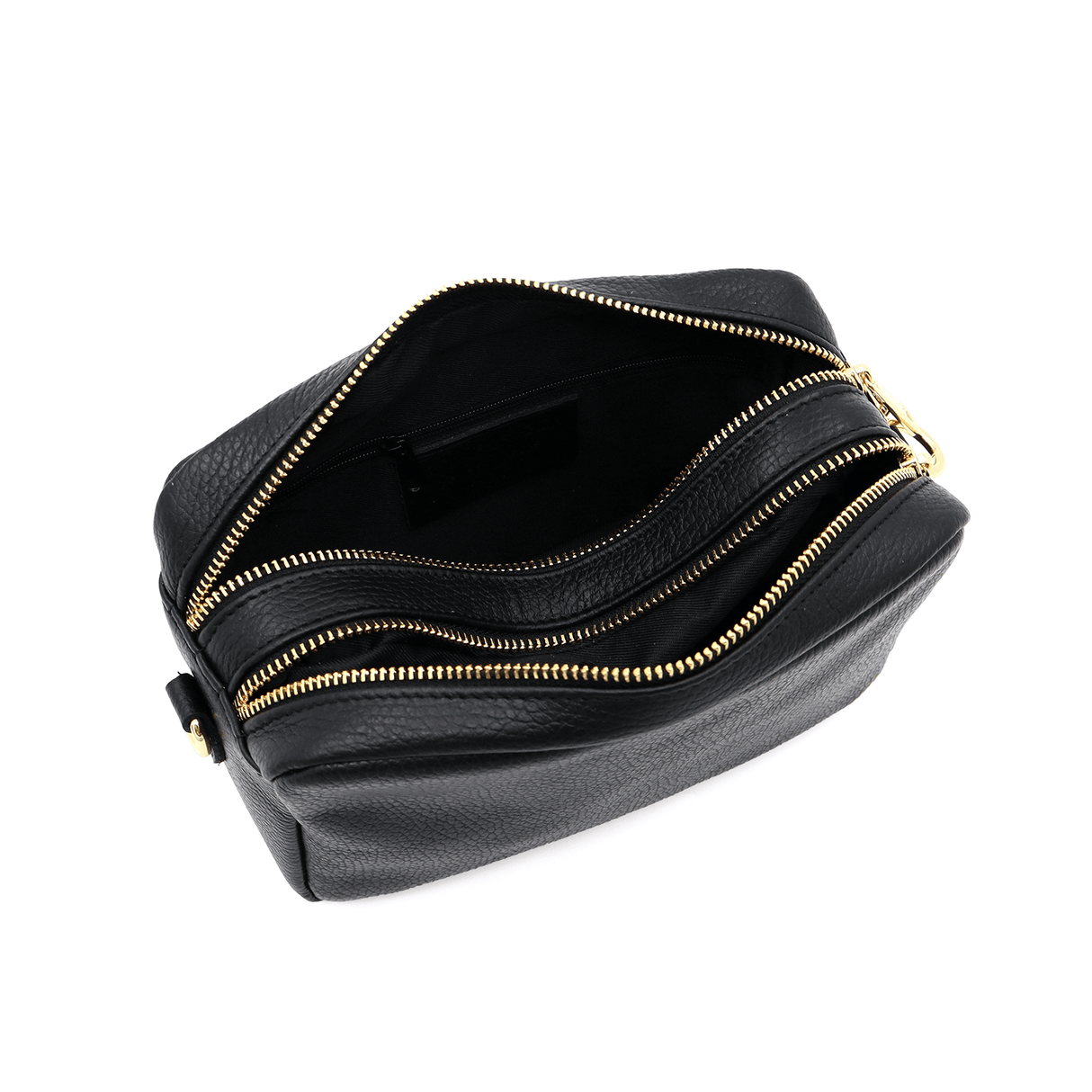 Természetes bőr válltáska 2 fogantyúval - fekete