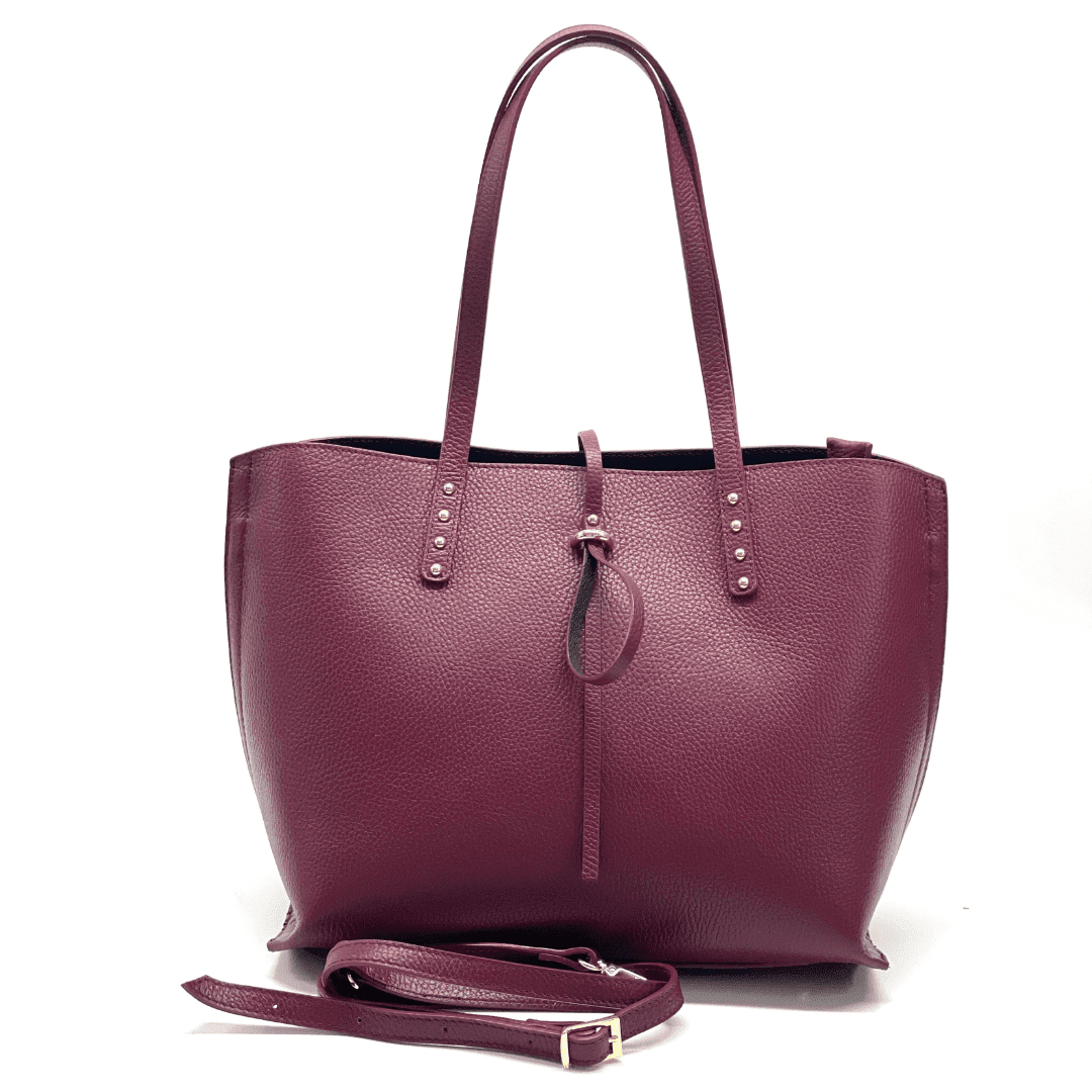 Elegáns táska természetes bőrből Elinora - bordó