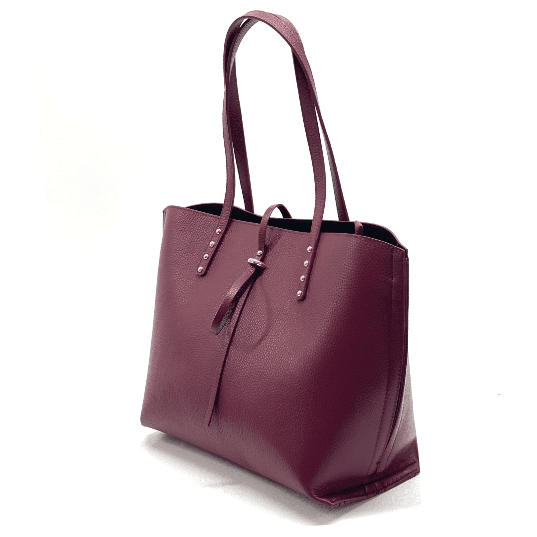 Elegáns táska természetes bőrből Elinora - bordó