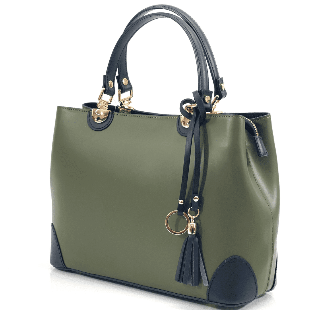 Női táska természetes bőrből Alika - zöld