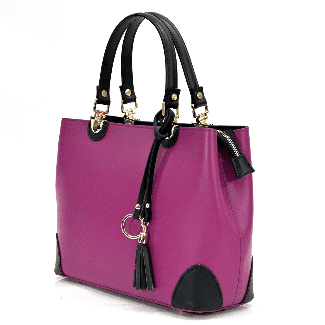 Női táska természetes bőrből Alika - fukszia