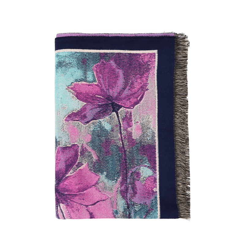 Nyakkendő nyomtatott mintával - lila lengyel virágok