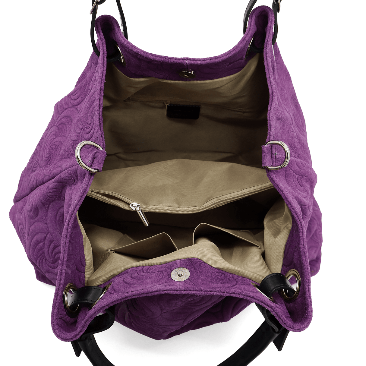 Nagy női táska természetes velúrból Rosie - lila