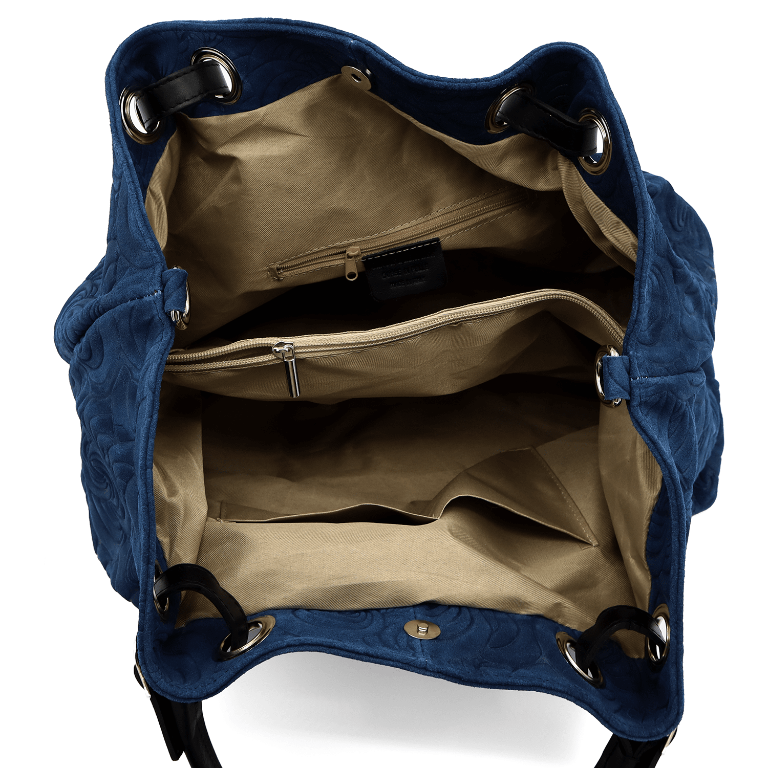 Nagy női táska természetes velúrból Rosie - kék