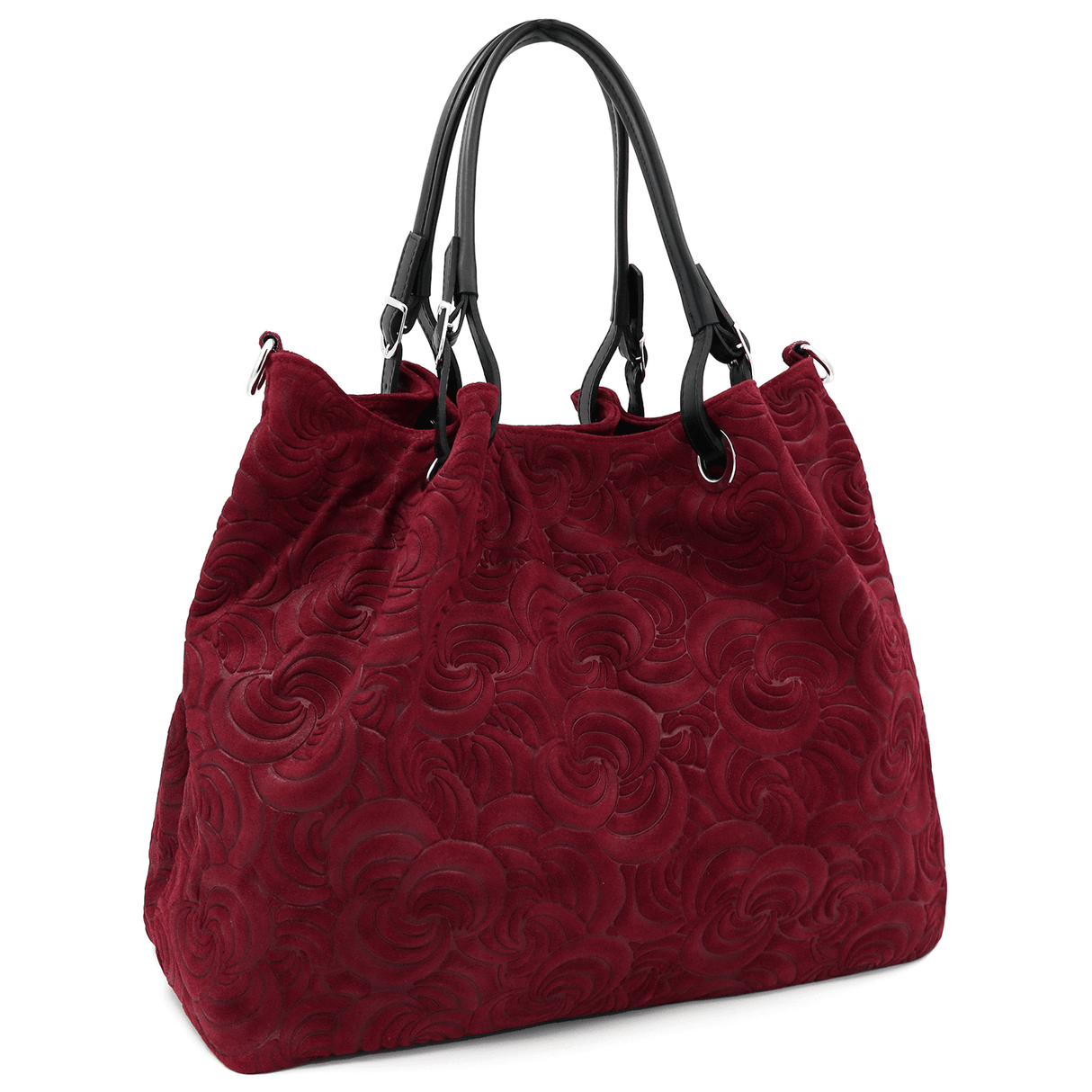 Nagy női táska természetes velúrból Rosie - bordó