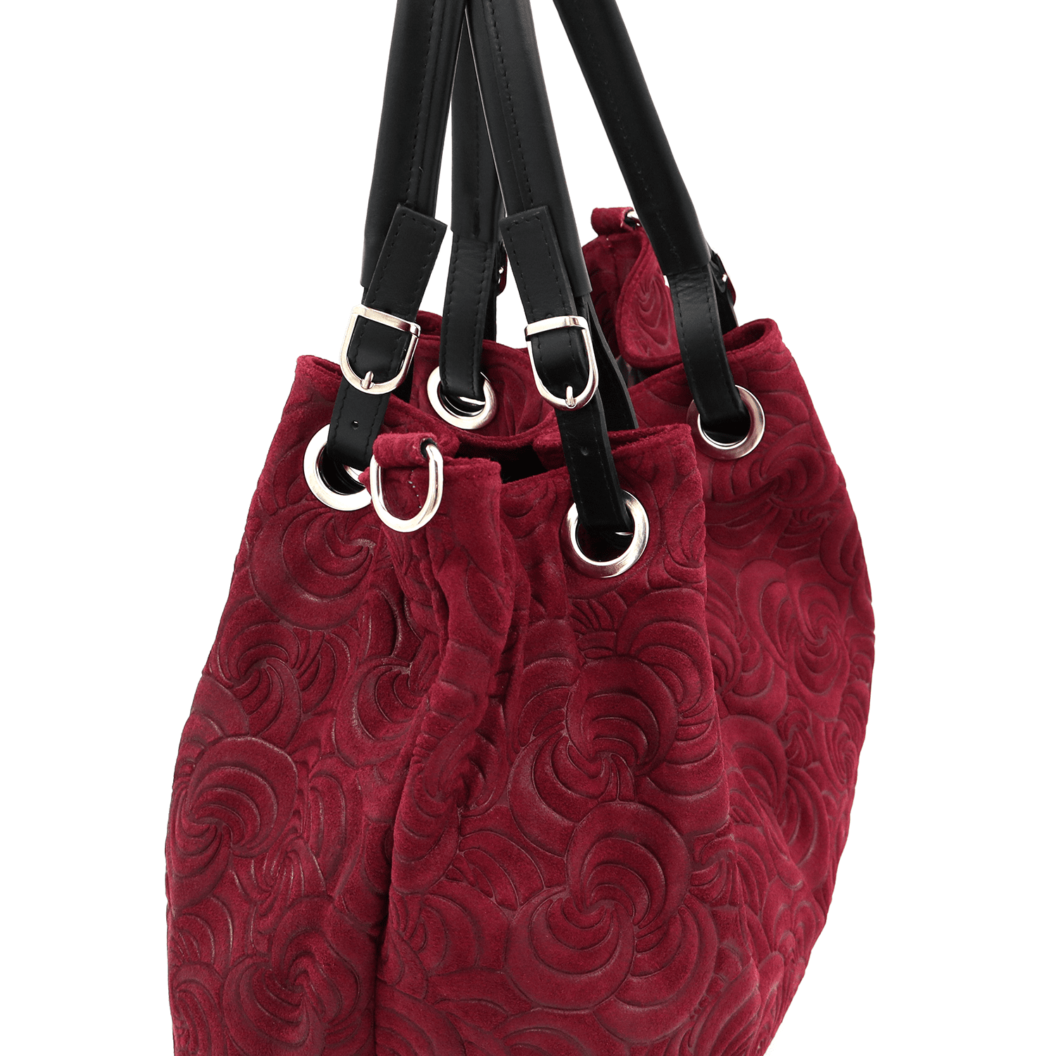 Nagy női táska természetes velúrból Rosie - bordó