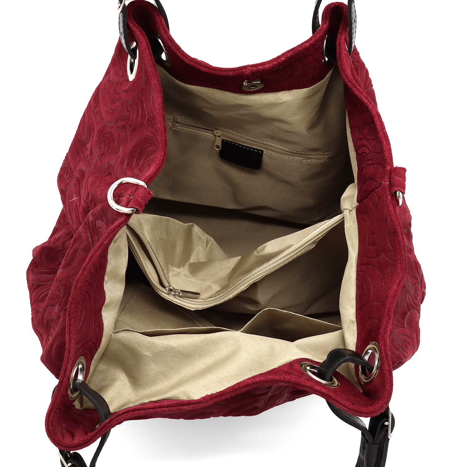 Nagy női táska természetes velúrból Rosie - bordó