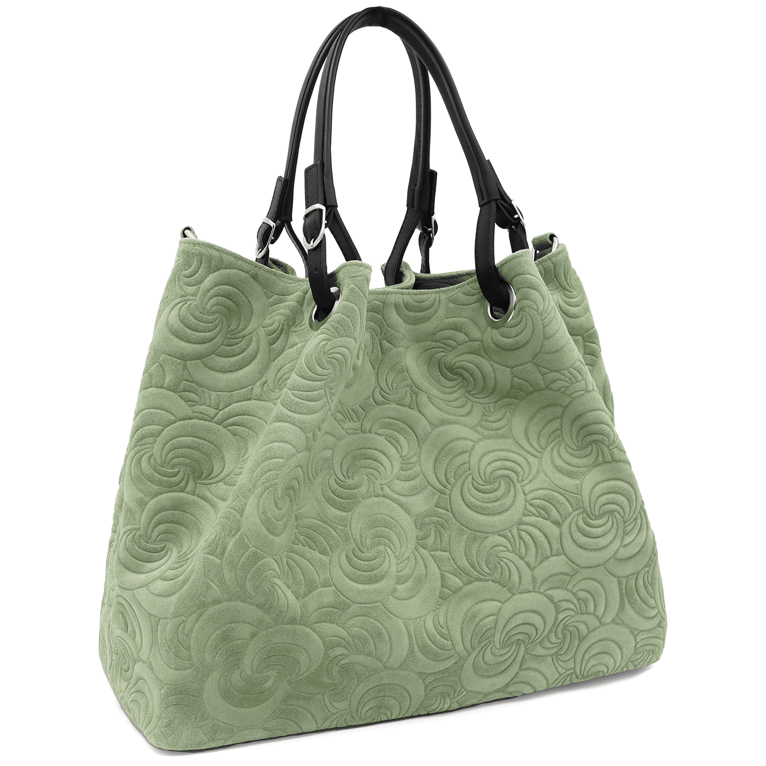 Nagy női táska természetes velúrból Rosie - zöld