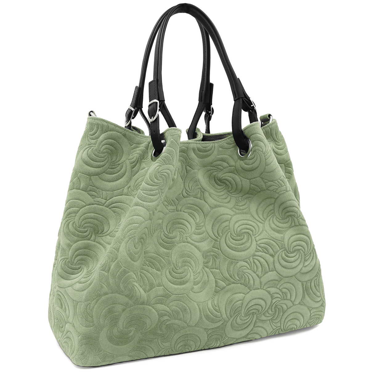 Nagy női táska természetes velúrból Rosie - zöld