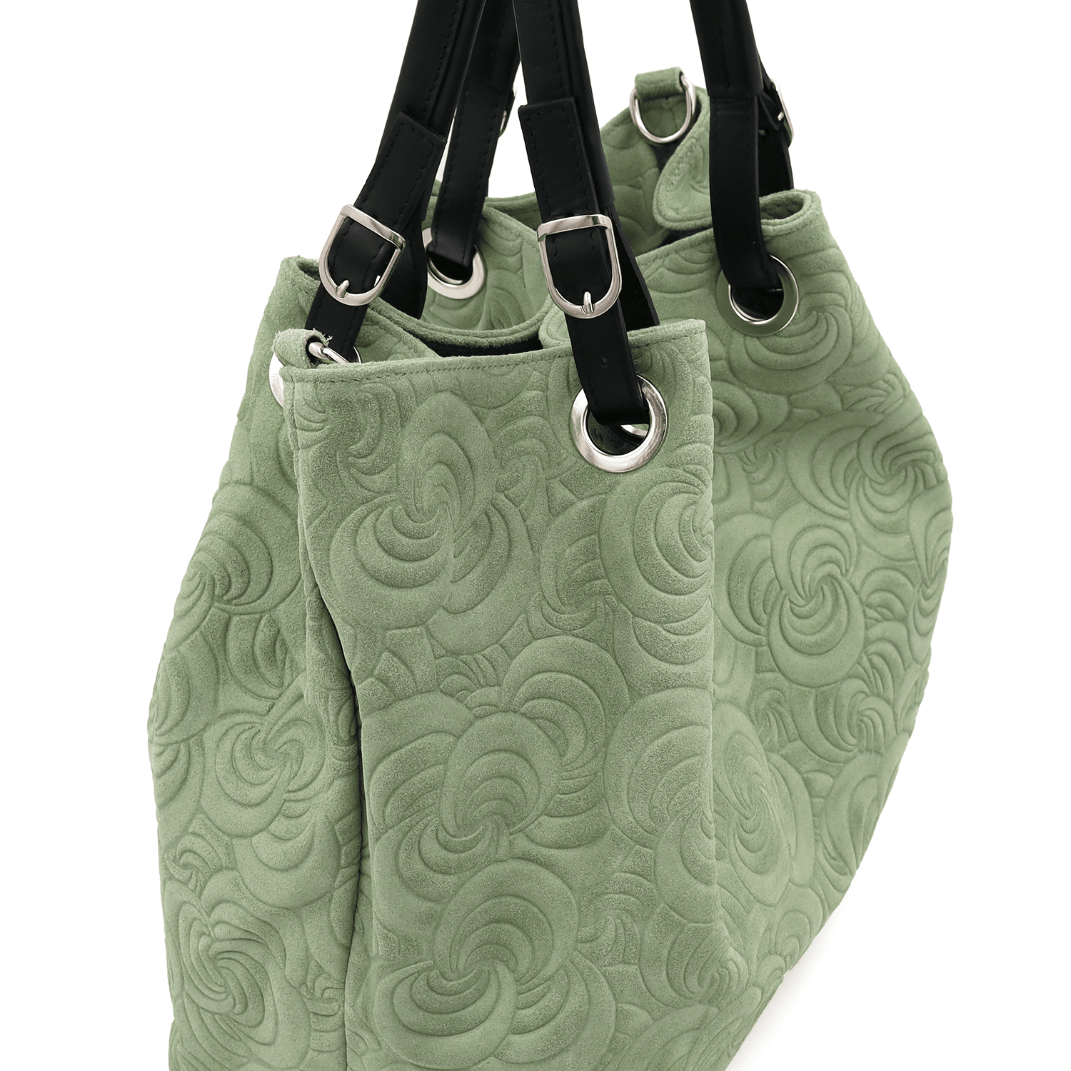 Nagy női táska természetes velúrból Rosie - zöld