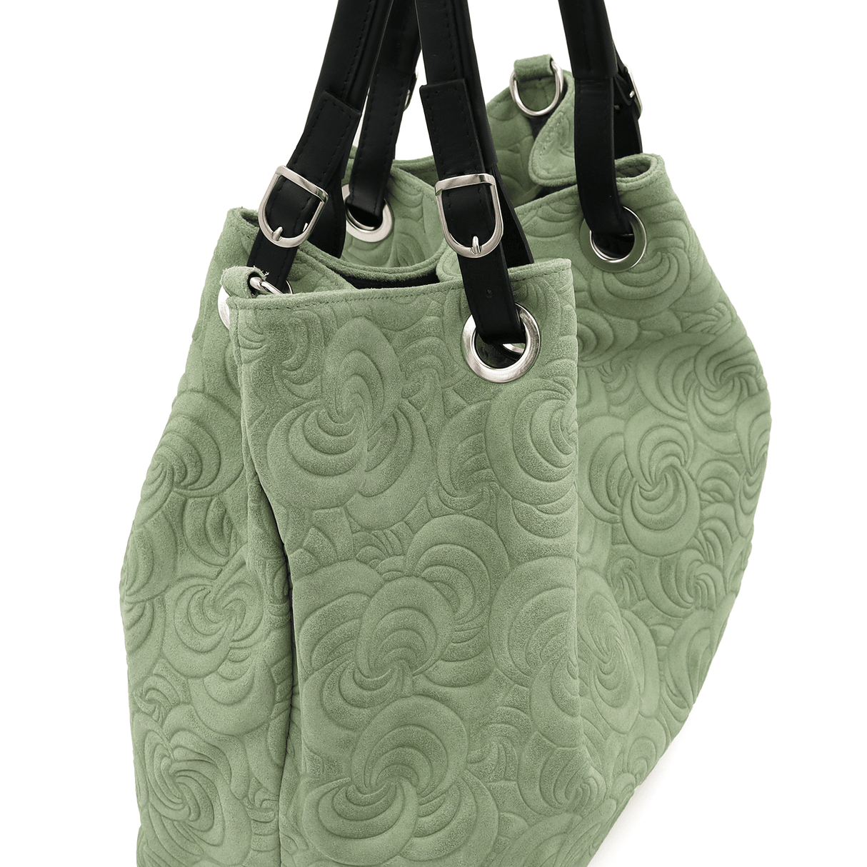 Nagy női táska természetes velúrból Rosie - zöld