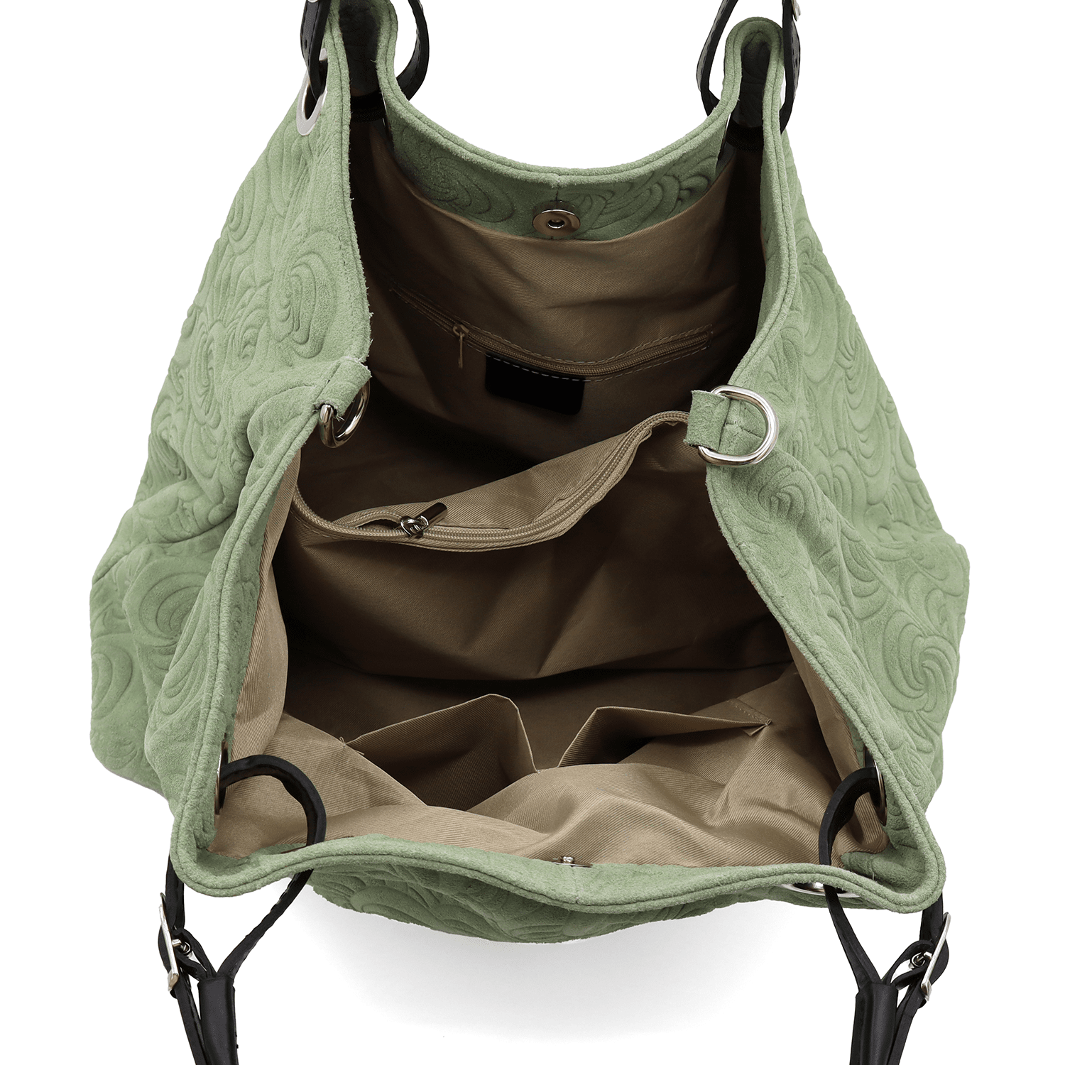 Nagy női táska természetes velúrból Rosie - zöld