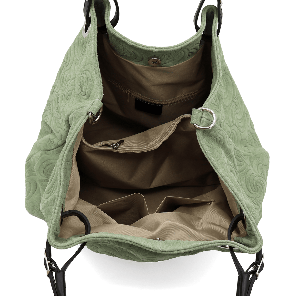 Nagy női táska természetes velúrból Rosie - zöld