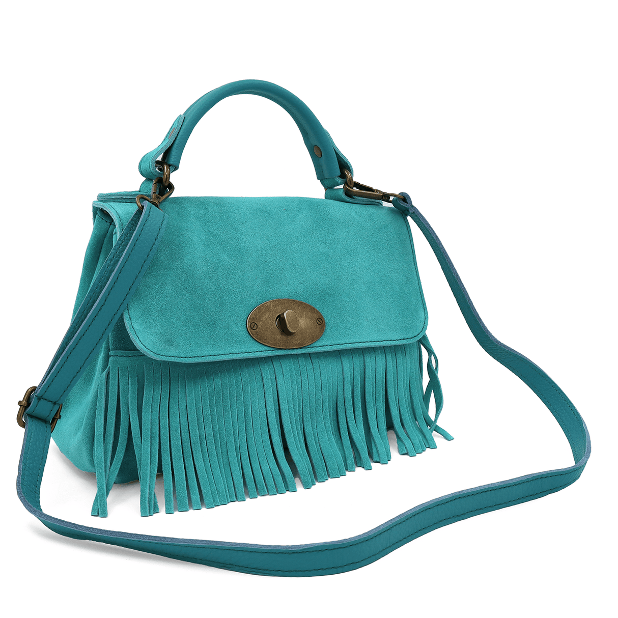 Női táska természetes velúrból - kék