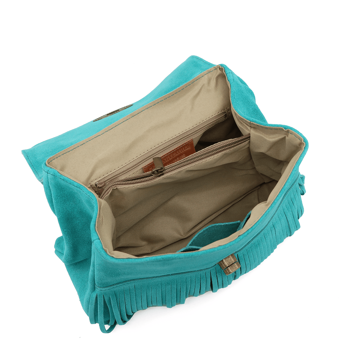 Női táska természetes velúrból - kék