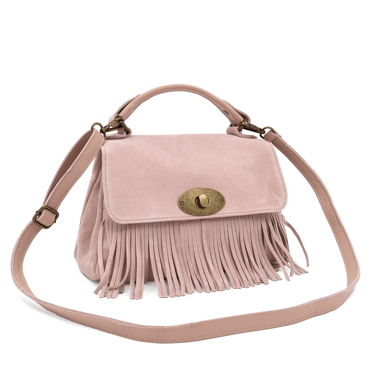 Női táska természetes velúrból - rózsaszín hamu