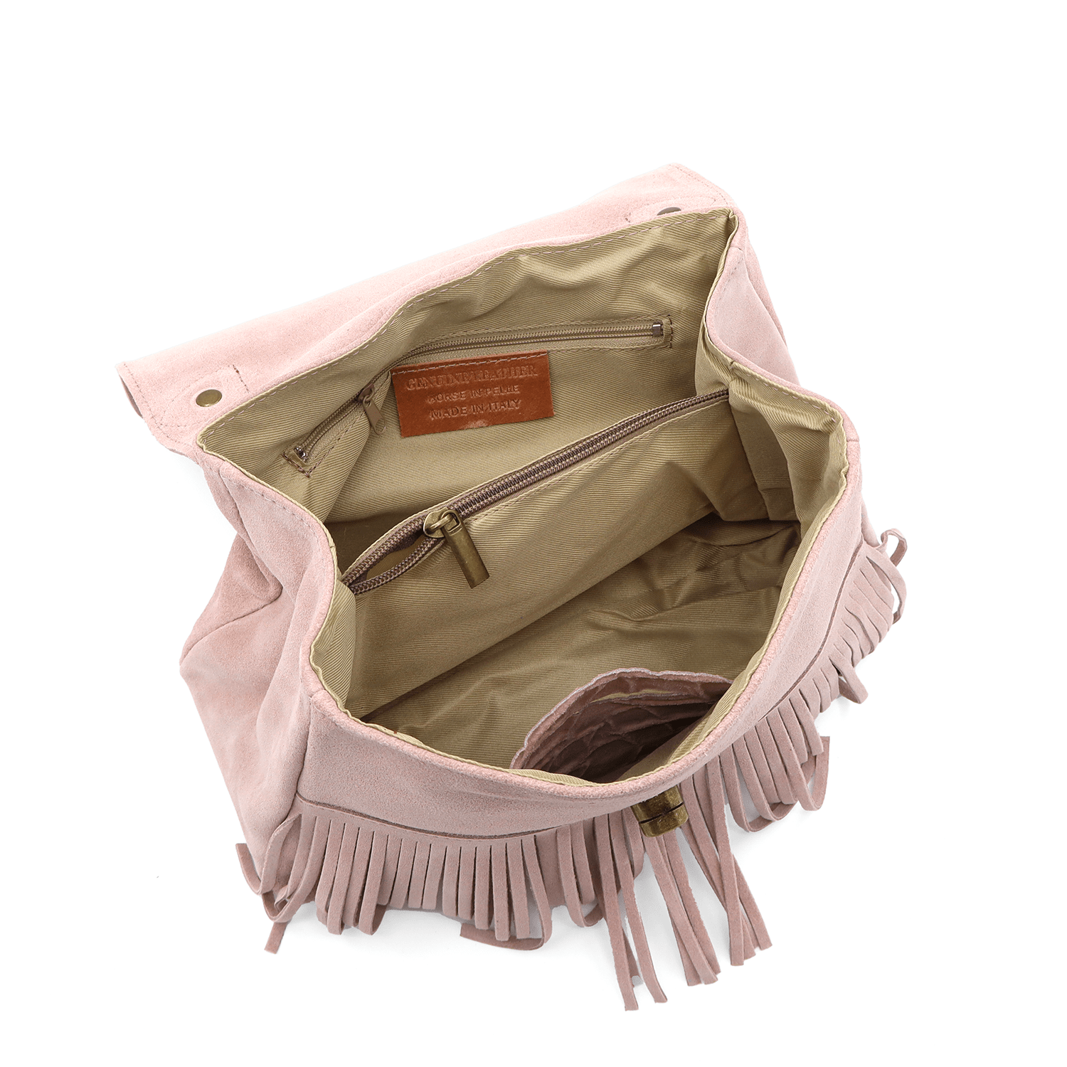 Női táska természetes velúrból - rózsaszín hamu